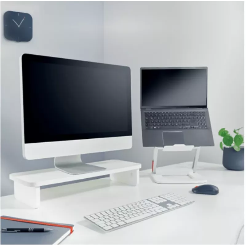 Monitoriaus laikiklis LEITZ Freestanding 64340001 — stalinis stovas 61 cm (24 colių) ekranams, 20 kg talpa, reguliuojamas aukštis, baltas