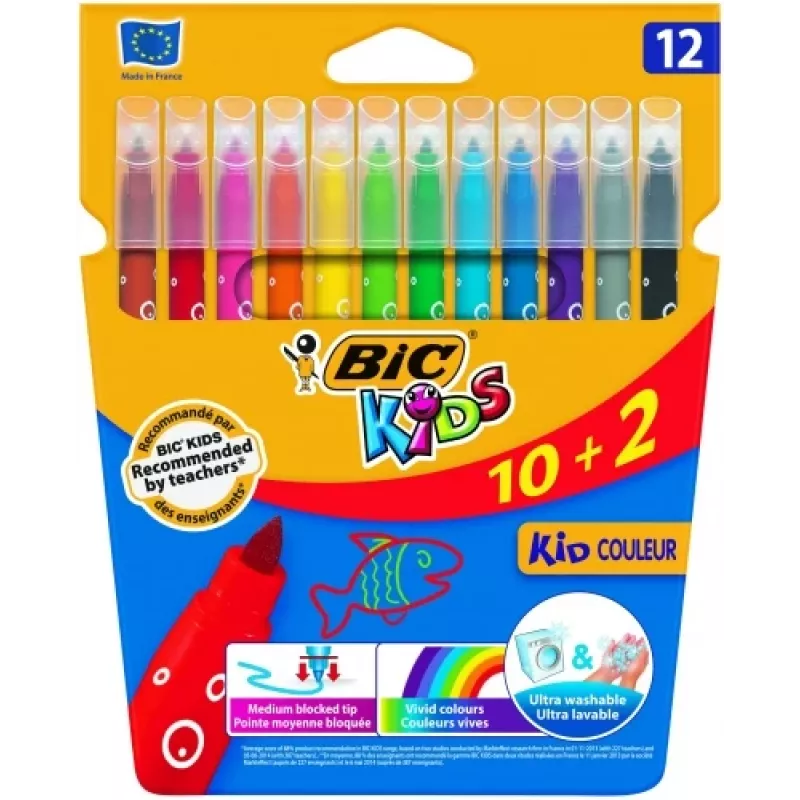 BIC Flomasteriai CF KID750 12 spalvų 9202937