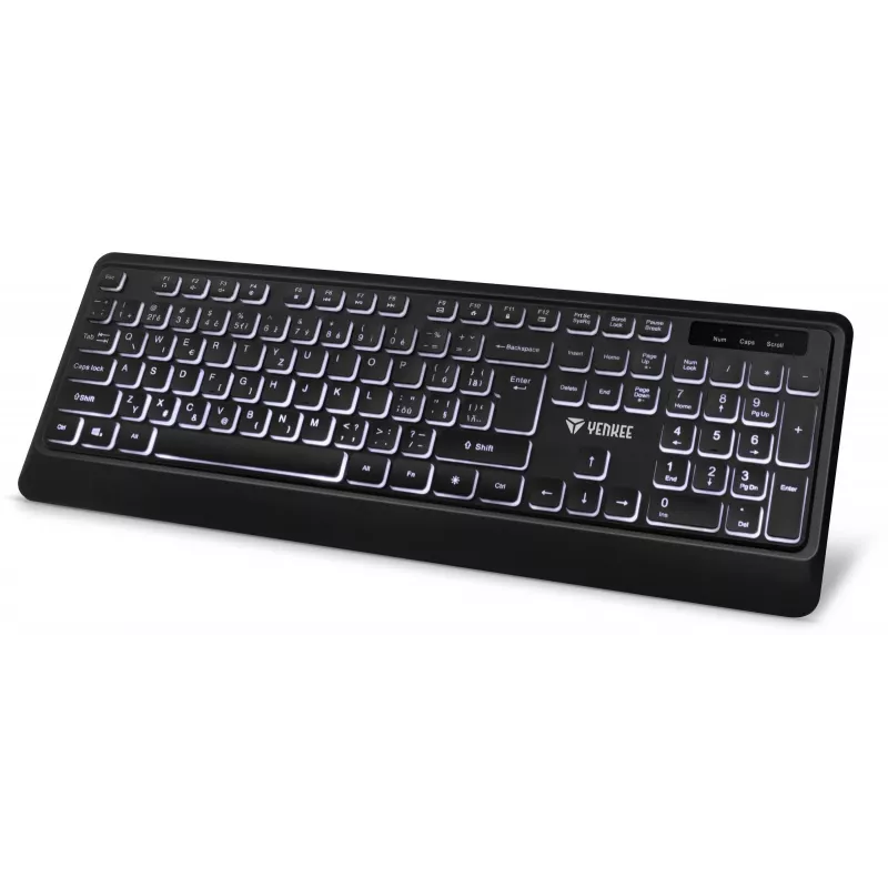 Klaviatūra su foniniu apšvietimu, tyli, USB, žemo profilio klavišais