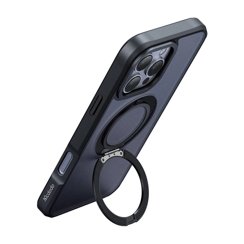 Apsauginis MagSafe dėklas Mcdodo PC-4933, skirtas iPhone 16 Pro Max, su integruotu stovu, juodas