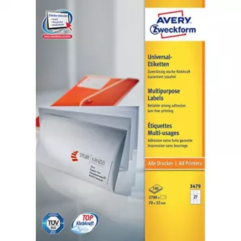 Avery-Zweckform 3479 etiketės baltos popierinės 70x32mm nuolatinis lipnus sluoksnis