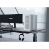 APNX PC Midi Tower C1-R-WT-v1 — Balta, palaiko ATX/Micro-ATX/Mini-ITX, sumontuoti 3x120 mm priekiniai ventiliatoriai, 3x3,5 colio + 3x2,5 colio lizdai, USB 3.2 Gen1 x2