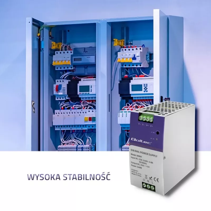 DIN bėgio maitinimo šaltinis QOLTEC 50997 240W 24V 10A