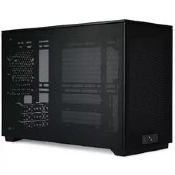 Mini ITX/ATX PC korpusas ssupd Meshroom D (CS-MRD-BK-1) — kompaktiškas juodas korpusas su tinklinėmis plokštėmis