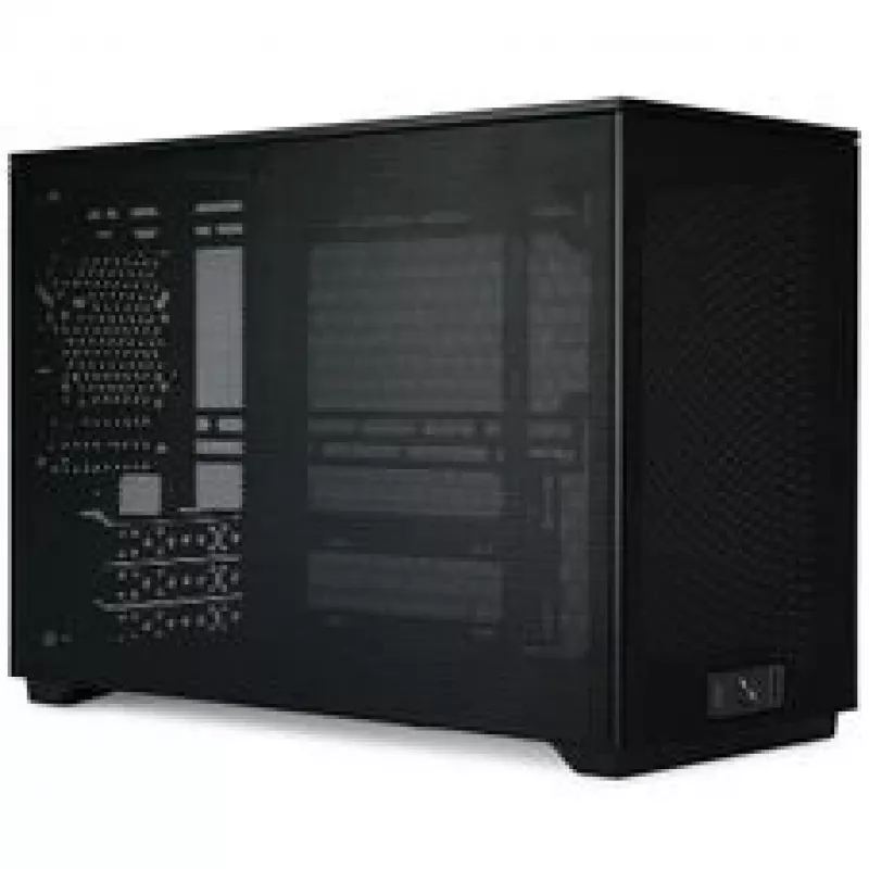 Mini ITX/ATX PC korpusas ssupd Meshroom D (CS-MRD-BK-1) — kompaktiškas juodas korpusas su tinklinėmis plokštėmis