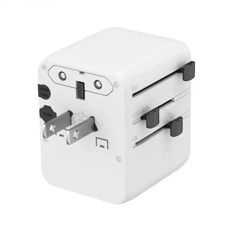 Kelioninis maitinimo adapteris GEMBIRD TPA-1A2C20-01-W — 20 W, USB-A (18 W) + 2× USB-C (20 W), Type E kištukas, baltas