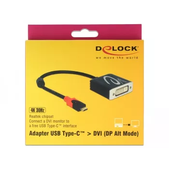 Vaizdo kabelio adapteris DeLOCK 61213 USB Type-C į DVI 0,2 m juodas