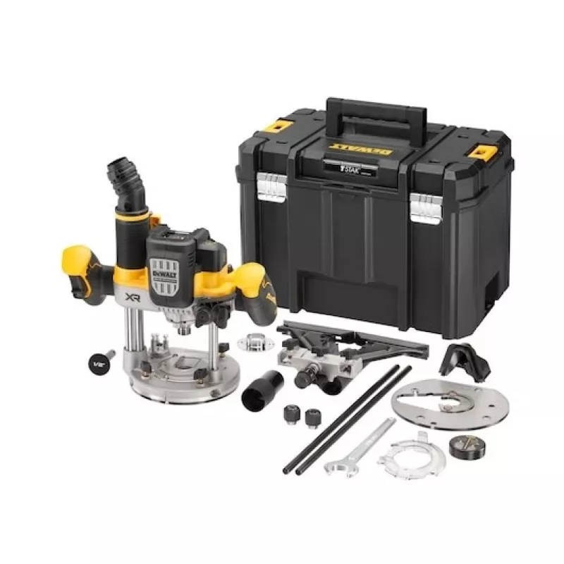 Plunge Router DeWalt DCW620NT-XJ, akumuliatorinis bešepetėlis, 18V, 1600W galia, 11–23k RPM, 12,7 mm įvorė, dulkių ištraukimo anga, LED, 3,6 kg, dėklas