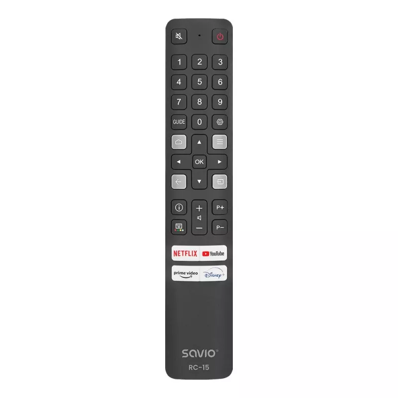 SAVIO universalus televizoriaus nuotolinio valdymo pultas RC-15, skirtas TCL SMART TV, IR belaidis, juodas, veikimo nuotolis 10 m