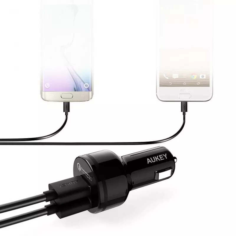 CC-T8 itin greitas automobilinis pakrovėjas 2xUSB 3.0 6A 36W + micro USB kabelis 1m