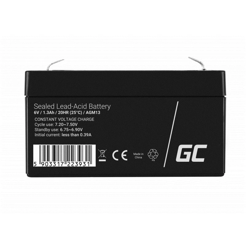 UPS baterija Green Cell AGM13, sandari švino rūgštinė VRLA 6 V 1,3 Ah, 290 g, juoda