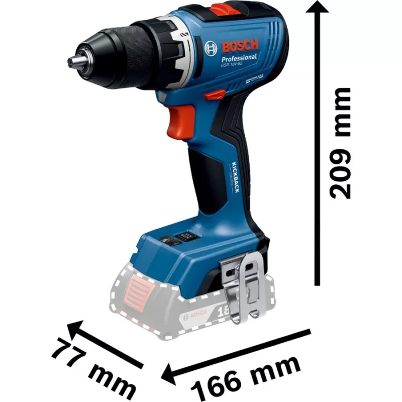 Akumuliatorinis gręžtuvas-suktuvas Bosch GSR 18V-65 su 2x 4,0 Ah baterijomis