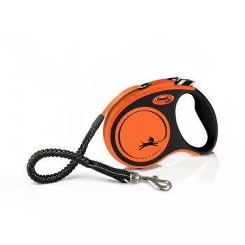 Šuns pavadėlis juostinis Flexi Xtreme 5 m, oranžinė/juoda, vidutinis (iki 35 kg)