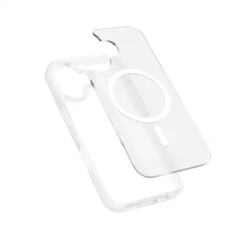 Crong Hybrid Matte Magnetic MagSafe dėklas iPhone 17 — permatomas baltas, PC+TPU