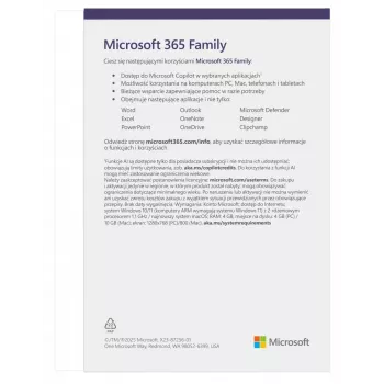 Microsoft 365 Family prenumerata – 6 naudotojams, 12 mėnesių, atsisiuntimas, keli OS (Windows, Mac, iOS)