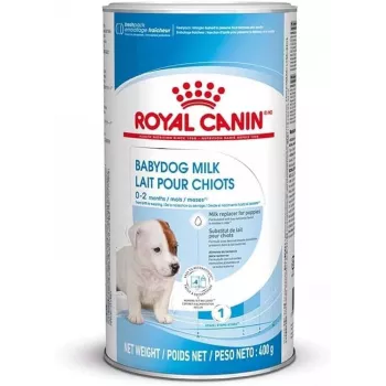 Pieno milteliai šuniukams Royal Canin Babydog Milk 400 g — paukštienos skonio, 33% baltymų, 39% riebalų, vitaminai ir mineralai