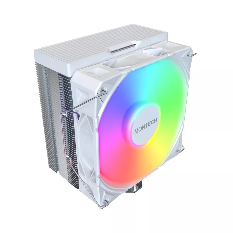 Oro aušintuvas Montech NX400 ARGB 120 mm baltas — 270 W TDP, FDB, 156×74×120 mm