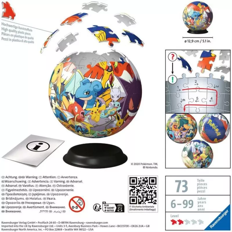 Ravensburger Pokemon 3D dėlionė 72 vnt. Animaciniai filmukai