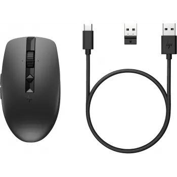 HP 710 įkraunama tyli pelė, abiem rankoms tinkama, RF belaidė + Bluetooth, 3000 DPI, juoda