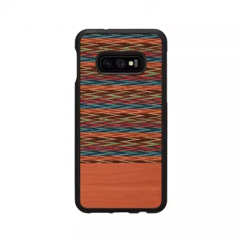 man and wood išmaniojo telefono dėklas, skirtas Galaxy S10e — rudas languotas su juodu apvadu