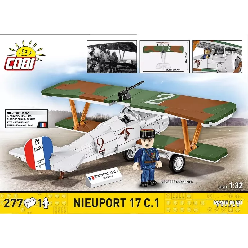 Konstruktorius Cobi Blocks Nieuport 17 C.1 277 vnt. — Modelio lėktuvo rinkinys, kolekcinis kaladėlių rinkinys