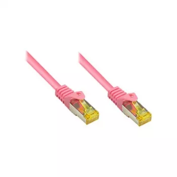 RJ45 komutacinis kabelis su Cat.7 neapdorotu kabeliu ir fiksatoriaus apsauga (RNS®), S/FTP, PiMF, be halogenų, 600MHz, OFC, purpurinis, 1m, Good Connections® (8070R-010M)