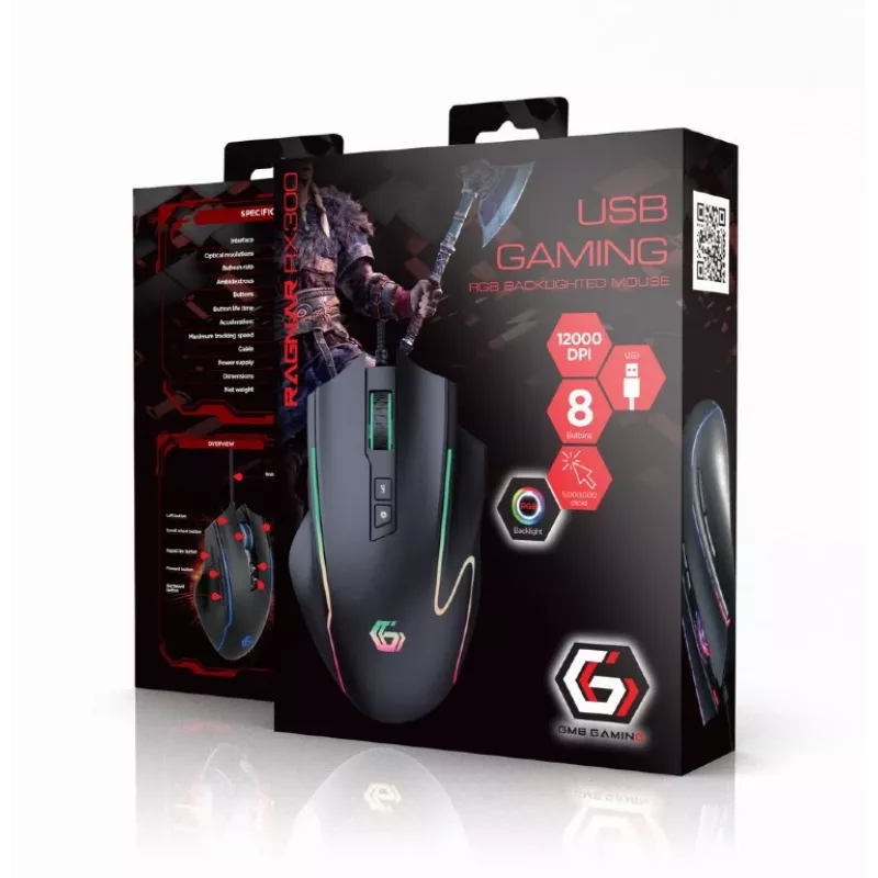 RAGNAR RX300 laidinė RGB lazerinė pelė 12000 DPI