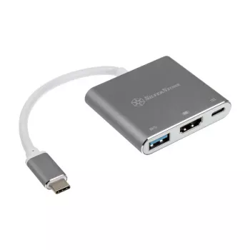 SidabrinėStone SST-EP08C - USB 3.1 Type-C adapteris į HDMI / USB Type-C / USB Type-A - sidabrinis