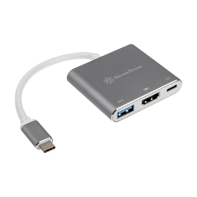 SidabrinėStone SST-EP08C - USB 3.1 Type-C adapteris į HDMI / USB Type-C / USB Type-A - sidabrinis