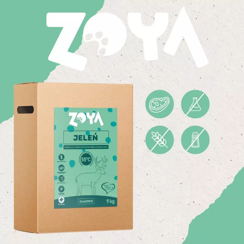 Sausas šunų maistas ZOYA ColdPRO Deer 9 kg — suaugusių šunų priežiūra, vieno baltymo elniena, 26 % baltymų, 9,5 % riebalų