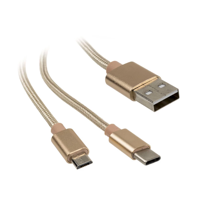 Akasa AK-CBUB42-12GL USB laidas 1,2 m USB 2.0 USB A USB C/Micro-USB B auksinis (AK-CBUB42-12GL)