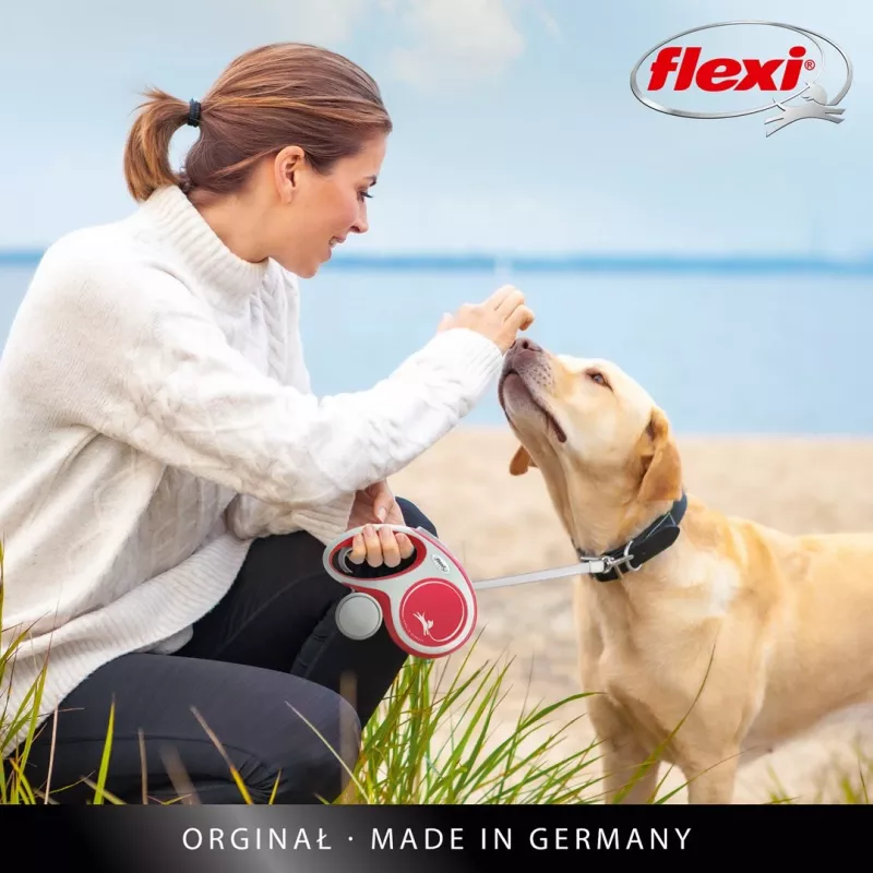 Flexi nauja COMFORT 8 m juodas, pilkas šunų ištraukiamas pavadėlis