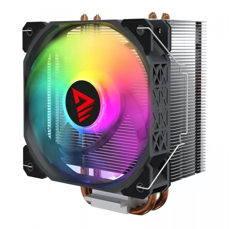 CPU oro aušintuvas SAVIO SAVGCOVORTEXX2ARGB su 4 šilumos vamzdeliais, 120 mm ARGB ventiliatoriumi, juodas