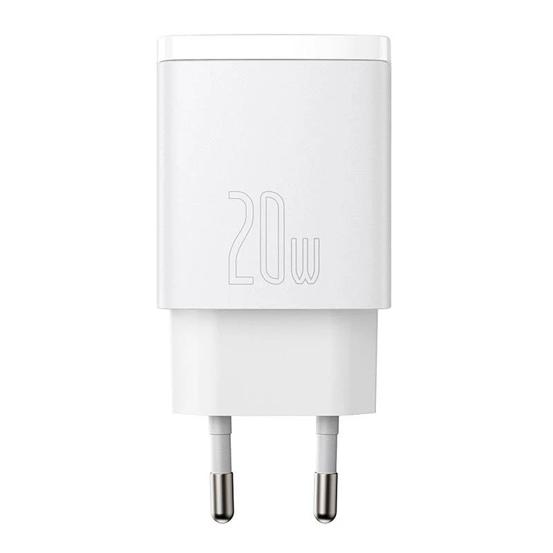 Sieninis įkroviklis Baseus Compact 1x USB-A + 1x USB-C 3A, kompaktiškas kelioninis adapteris