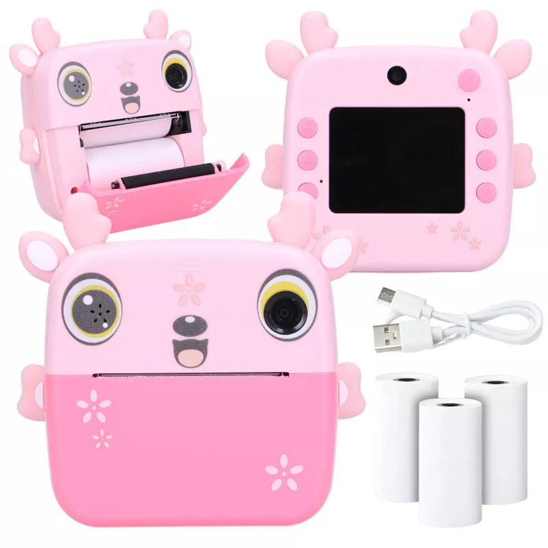 Extralink rinkinys | Terminis spausdintuvas EPP-005 Pink + terminis popierius 3 rulonai | gelsvai ruda