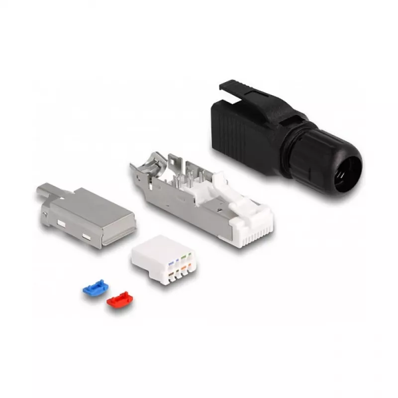 DeLOCK RJ45 kištukas lauko montavimui Cat.6A juodas tiesus jungtis