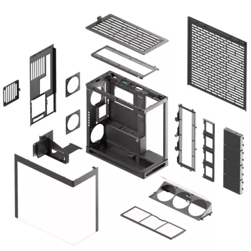 HAVN HS 420 VGPU PC korpusas, Midi-Tower, E-ATX, grūdintas stiklas, PCIe 5.0 Riser kabelis - juodas