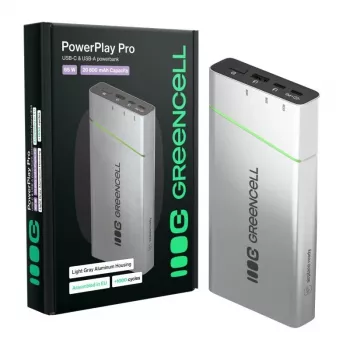 Nešiojama baterija Green Cell BPLGC20P 20800 mAh ličio jonų, USB-C PD 65W, 2x USB-C + 1x USB-A, aliuminio korpusas