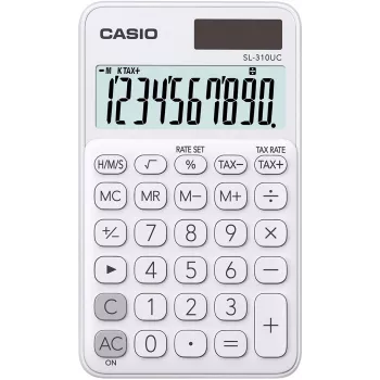 CASIO SKAIČIUOTUVAS, kišeninis SL-310UC-WE BALTAI, 10 SKAITMENŲ EKRANAS