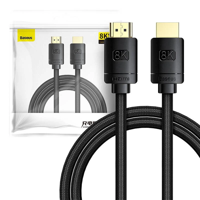 Baseus High Definition Series HDMI 2.1 laidas, 8K 60Hz, 3D, HDR, 48Gbps, 2m (juodas)