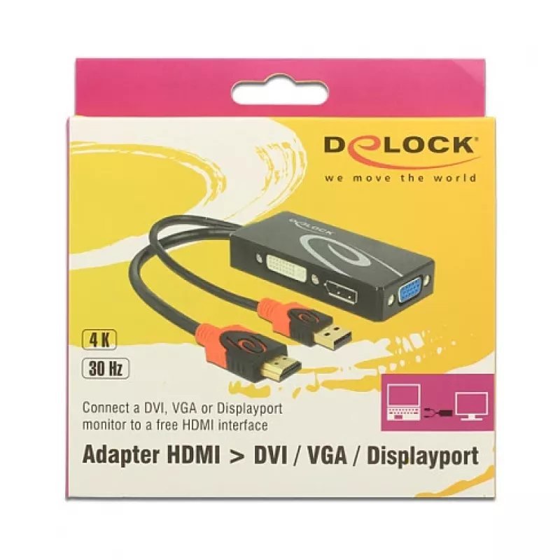 Vaizdo kabelio adapteris DeLOCK 62959 HDMI USB DVI-I VGA 0,135 m