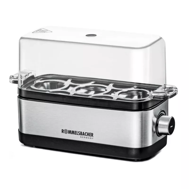 Kiaušinių virimo aparatas Rommelsbacher ER 300 — 3 kiaušinių, nerūdijantis plienas, 300 W, skaidrus dangtis