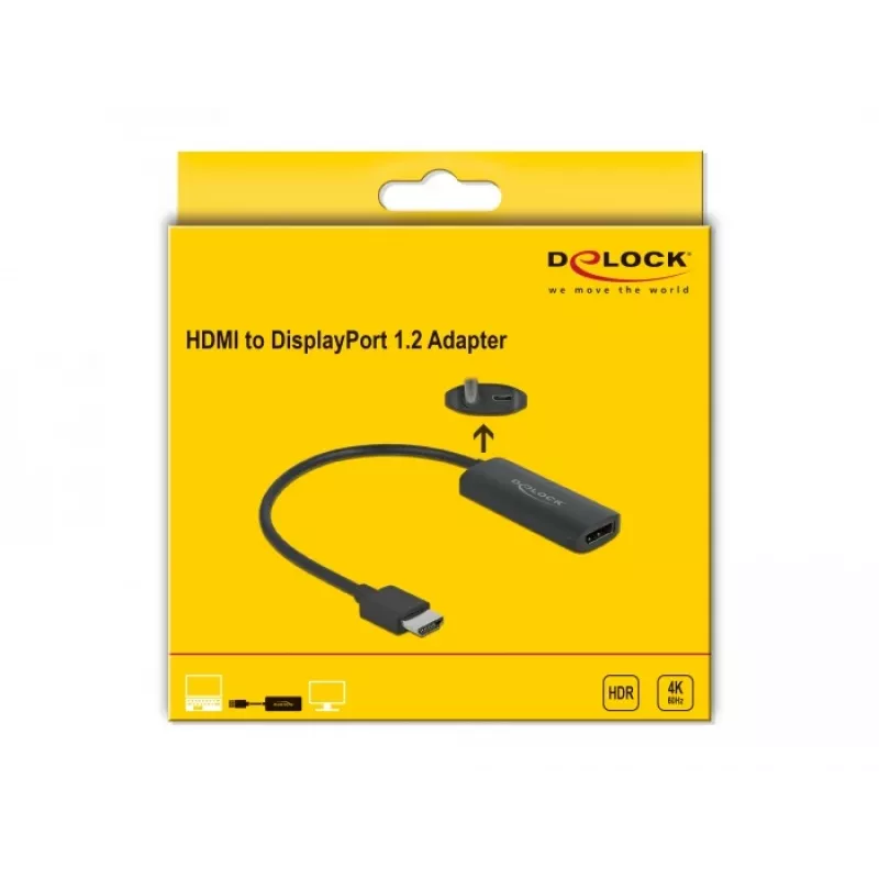 Adapteris HDMI-A kištukas į DisplayPort lizdą 4K 60 Hz DeLOCK 63206