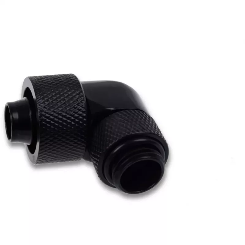 Eiszapfen 16/10mm Įsukama Jungtis 90° Pasukama G1/4, juoda jungtis, minkštiems vamzdeliams (PVC, Silikonas, Neoprenas)