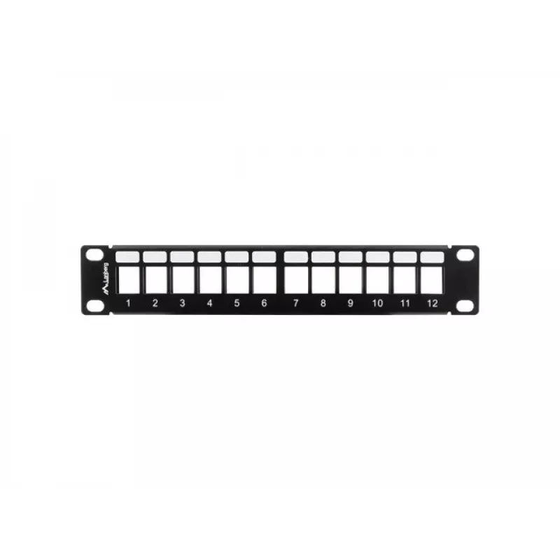 Rack blanking panel LANBERG PPKS-9112-B, 12 prievadų, 1U, metalinis, pilkas, 254×44.5×99.3 mm