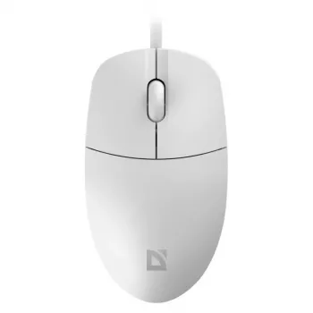 Laidinis pelelis DEFENDER AZORA MB-24 — abiem rankoms tinkama USB optinė, 1200 DPI, 3 raiškos režimai, balta, 109×86×34 mm