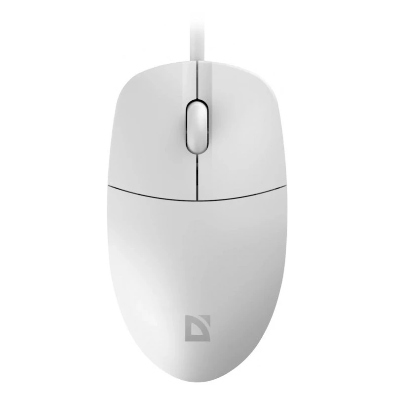 Laidinis pelelis DEFENDER AZORA MB-24 — abiem rankoms tinkama USB optinė, 1200 DPI, 3 raiškos režimai, balta, 109×86×34 mm