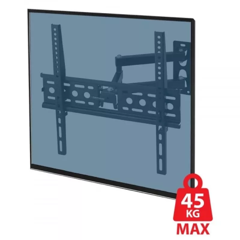 Sieninis televizoriaus laikiklis ESPERANZA ERW016 70 colių televizoriams, juodas, 45 kg talpa, VESA 75x75–400x400, pakreipimas 15°
