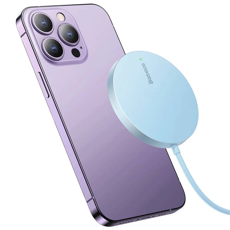 Belaidis įkroviklis Baseus Simple Mini3 15W USB-C, mėlynas — belaidis įkrovimo kilimėlis
