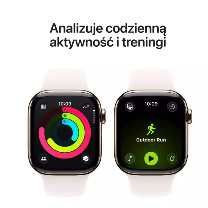 Išmanusis laikrodis „Apple Watch Series 11“ GPS + Cellular 42 mm auksinis titano korpusas, šviesiai rožinis sportinis dirželis M/L